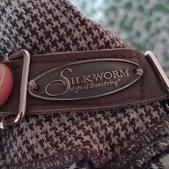 SILK WORM Gray Plaid Patchwork Scarf - Handmade one-of-a-kind - Picture 3 of 7